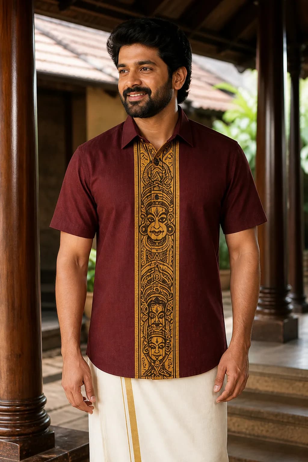 Kathakali Gold Panel Shirt