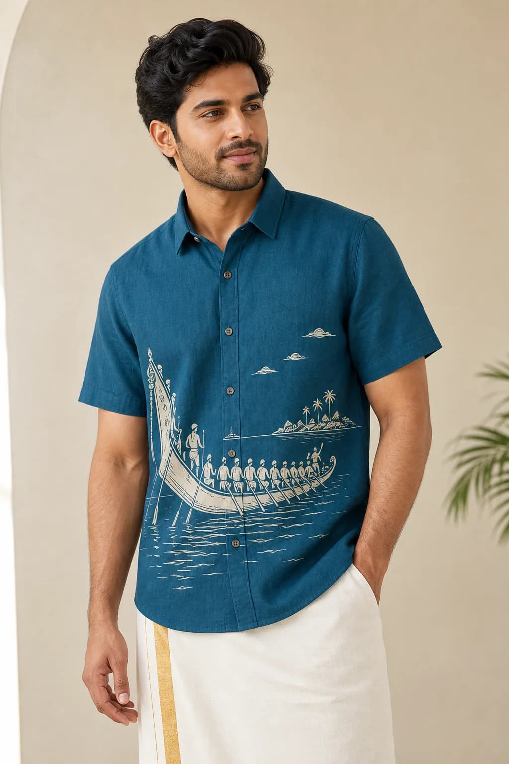 Teal Vallam Kali Short Sleeve Shirt